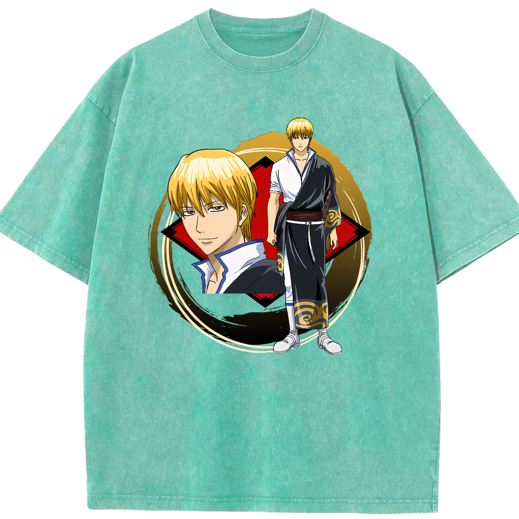 （画像用） ぎんたま 坂田銀時（さかたぎんとき） 神楽 志村新八（しむら しんぱち） GINTAMA Sakata Gintoki Kagura Shimura Shinpachi 綿100% ヴィンテージ風 半袖Tシャツ（フロントプリント）